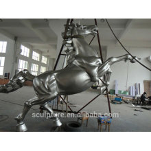 Hochwertige moderne Edelstahl-Lebensgröße Pferd Skulptur Tier Skulptur Kunst